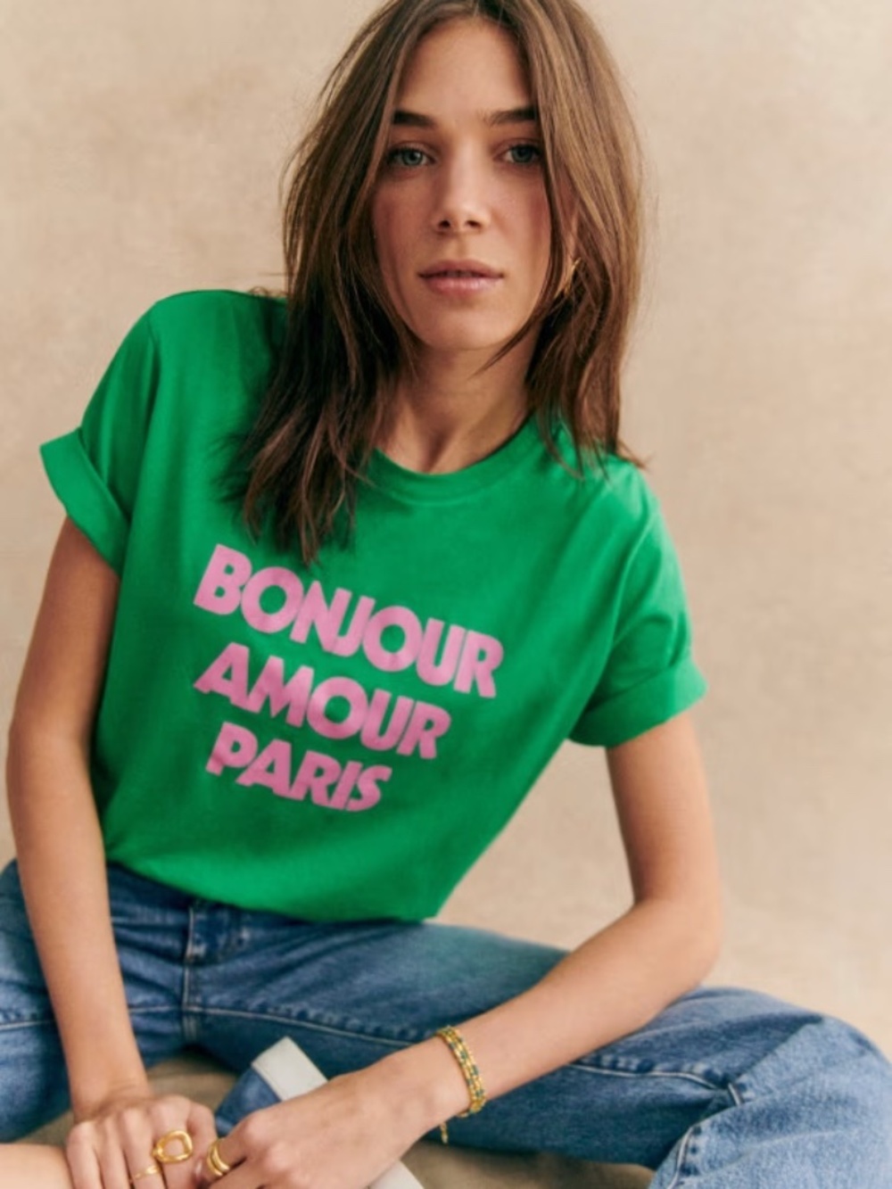Sezane Bonjour Amour Paris Organic Graphic T-Shirt